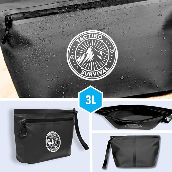 3-Pack Tactiko Heavy-Duty Splash Water Resistant Zipper Pouches - Hold-All Organizers for Dry Bags, Travel Bags (3, Orange/Gray/Black)