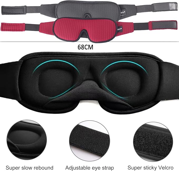 Sleep Mask for Men and Women 3D Contoured Eye Mask Patented Adjustable Light Blocking Night Mask for Sleeping (Green)