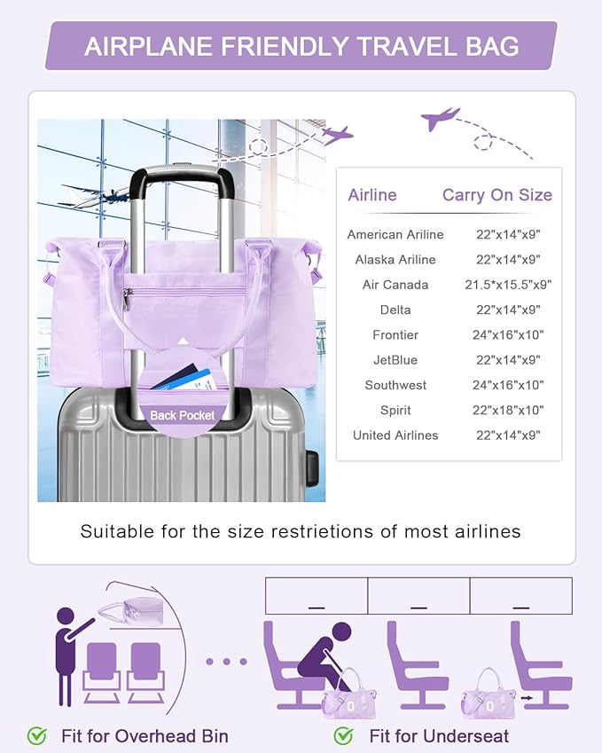 Daughter Niece Gifts for Teen Girl Kids, Initial Travel Duffel Bag Sports Gym Bag Personalized Gifts Weekender Bag，Monogram Overnight Bag Cute Dance Bag Birthday Bridesmaid Gifts for Women(Purple, O)