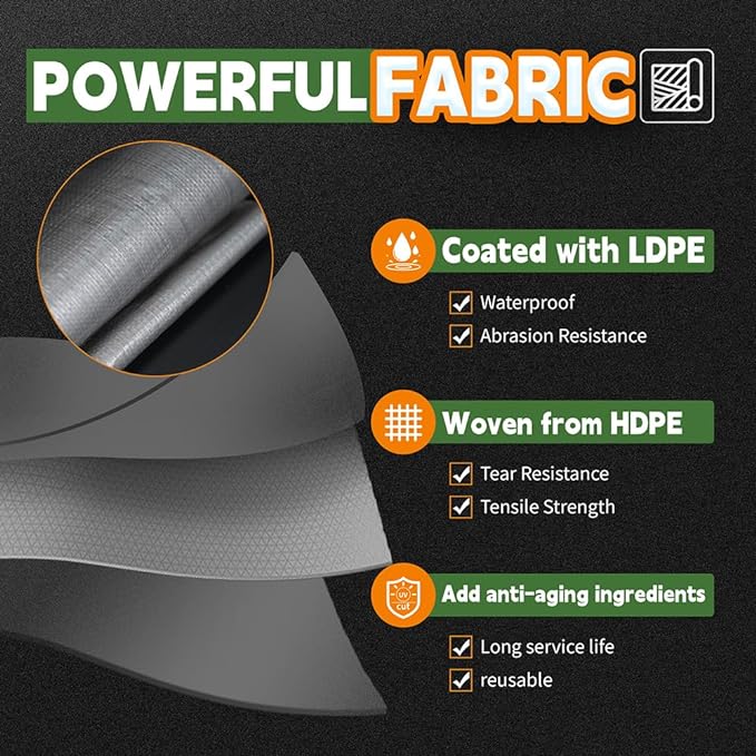 RAINDEWAY Small Tarps Heavy Duty Waterproof 5x5 Feet (3 Pack), 10Mil Multipurpose Poly Tarp Cover with Metal Grommets and Reinforced Edges, Silver/Brown Tarp