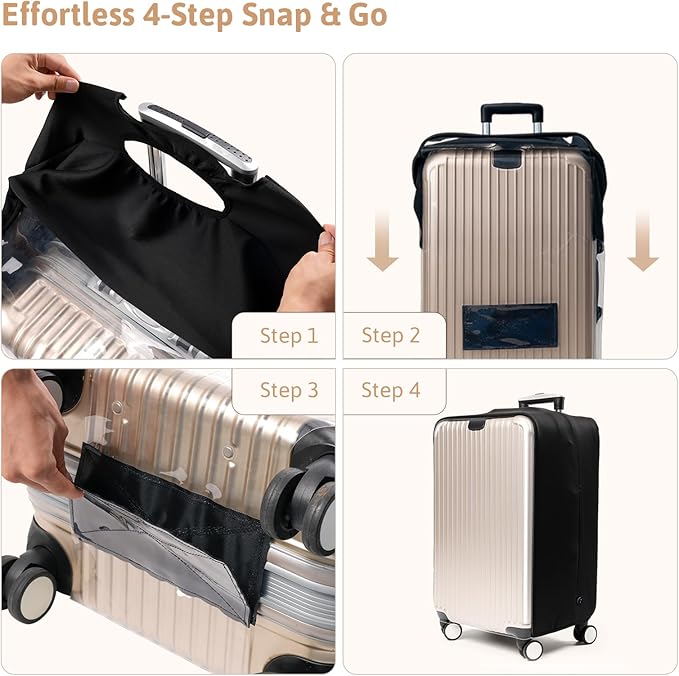 OrgaWise Clear Luggage Cover, For Suitcase Tsa Approved Transparent TPU Suitcase Cover Protector Fit 28-30 Inch Luggage