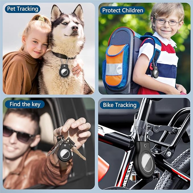 Waterproof Airtag Holder,4 Pack Airtag Keychain with Secure Lock,Airtags Case for Apple Airtag,Anti-Lost Protective Case Air tag Accessories for GPS Item Finder Tracker Luggage, Bag,Key,Pet,Black