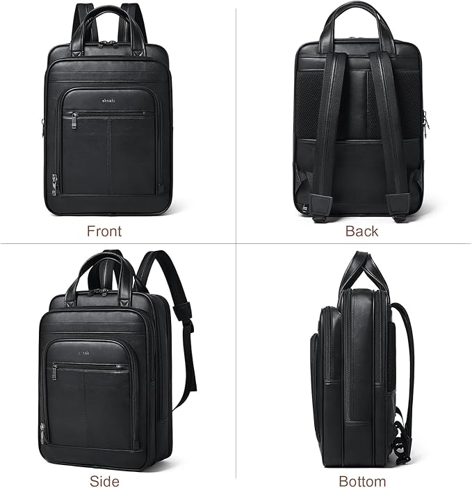 Shrrie 15.6" Laptop Backpack,Business Work Backpack Briefcase,Durable Computer Backpack for Office,Travel,College,Two-tone Black