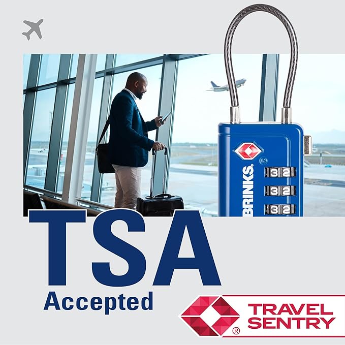 Brinks TSA Accepted Indicator Luggage Lock, Blue - Ressetable Combination, New More Secure TSA008 Key, 2 Pack