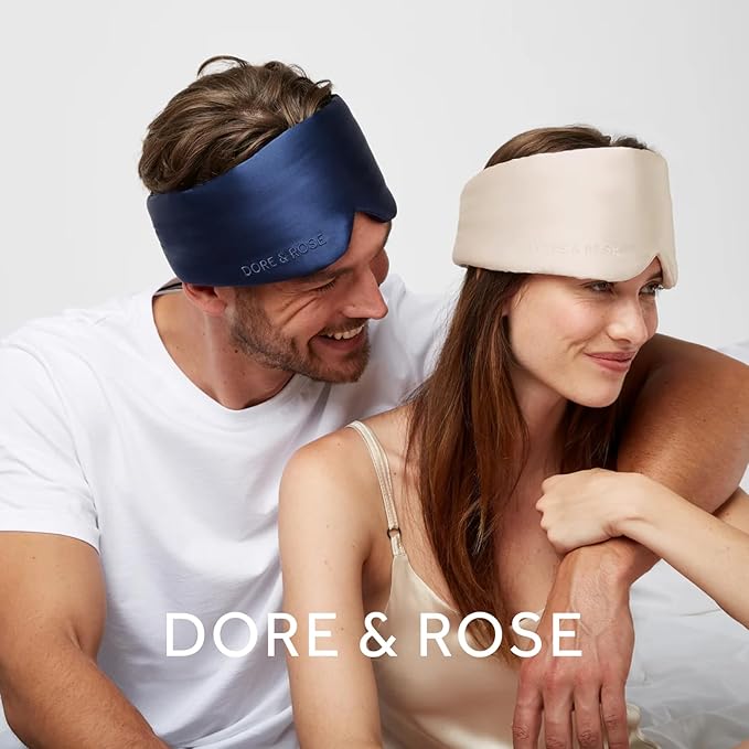 Dore & Rose Deep Sleep Mask Light Blocking, 23 Momme Mulberry Silk Eye Mask, Ultra Soft, Adjustable - Travel Sleeping Mask for Men & Women - Pink