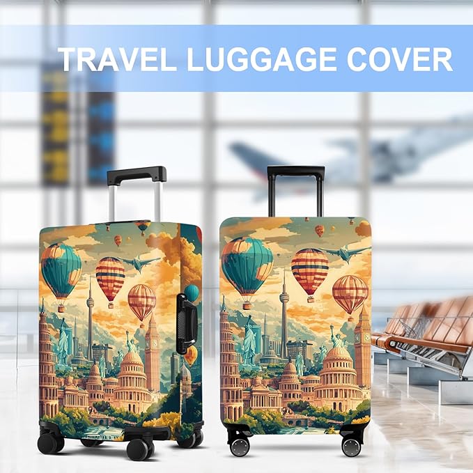 Luggage Cover Washable Suitcase Protector Anti-scratch Suitcase cover Fits 20-34 Inch Luggage (Balloon, XL(32-34inch suitcase))