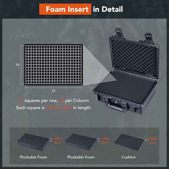 Lykus HC-3010 Waterproof Hard Case with Customizable Foam Insert, Interior Size 11.81x7.87x4.72 in, Suitable for Pistol, Camera, Lens, Drone, Mic, Flashlight, Electronics, Tools, and More