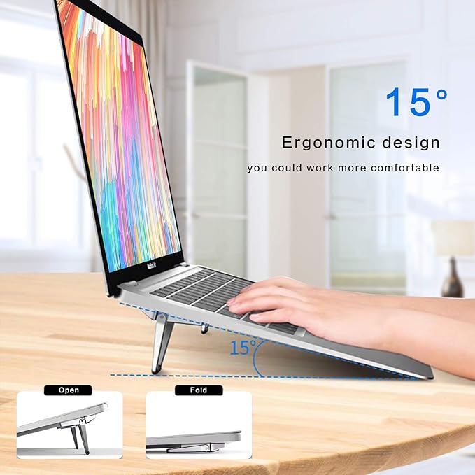Laptop Stand Portable,Zinc Alloy Laptop Mini Stand,Laptop Riser Invisible,Ergonomic Laptop Stand Cooling Suitable for 12-20 Inches Laptop.（Silver-2pieces）