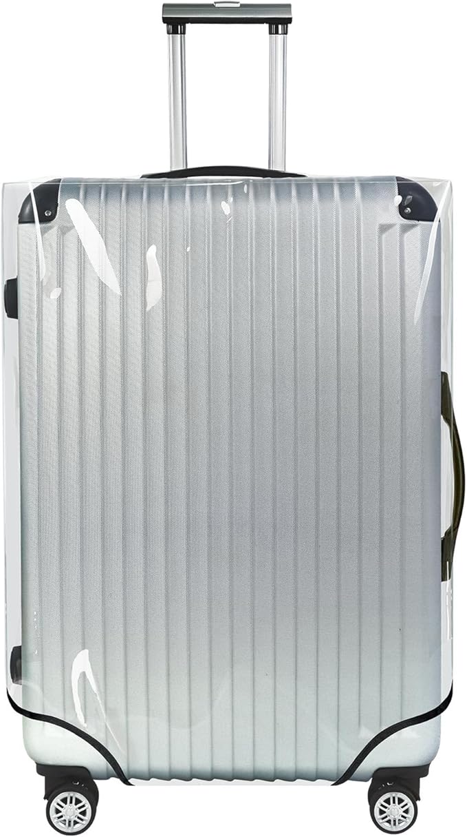 Explore Land Clear Luggage Cover Tough Protector Fits for 22 Inches Suitcase for Travel Airplane (PVC, S/M)