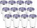 VEGOND 20oz Tumbler with Lid and Straw Stainless Steel Tumbler Cup Bulk Vacuum Insulated Double Wall Travel Coffee Mug Powder Coated Coffee Cup(White 12 Pack