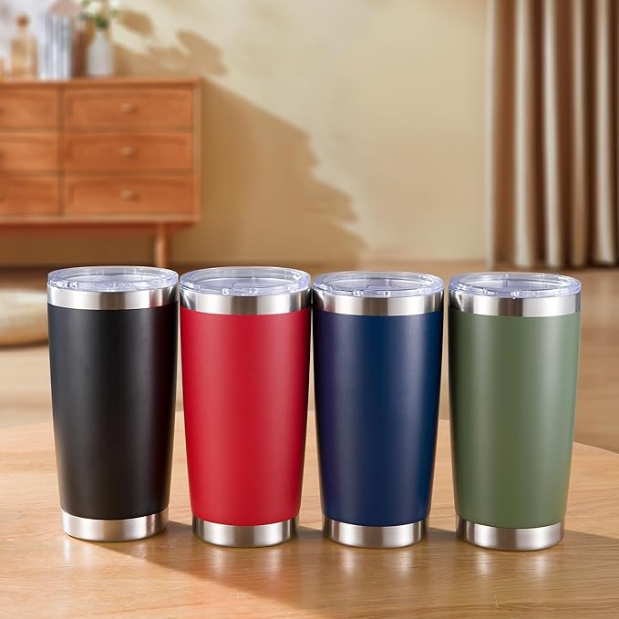 20 oz Tumbler Stainless Steel Tumblers with Lid Double Wall Vacuum Insulated Coffee Mug 20oz Powder Coated Cup for Hot and Cold Drinks, Navy, 1 pack