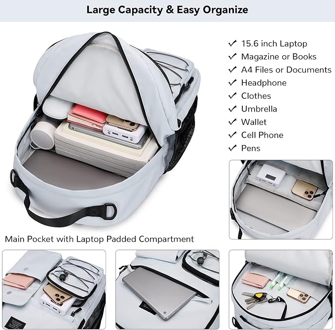 Lohol Casual Backpack for Teen Boys Girls, Stylish Daypack with Anti Theft Pocket for School, Work, or Travel (Light Green)