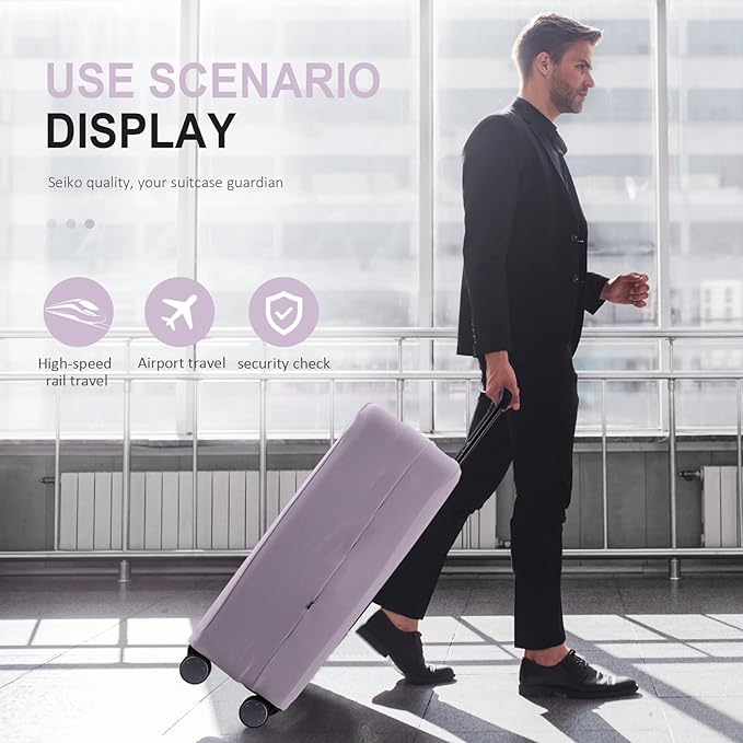 Travel Luggage Cover - Scratch-Resistant Fit 19-33 inch Suitcase Protector (Lavender Purple, 3XL)