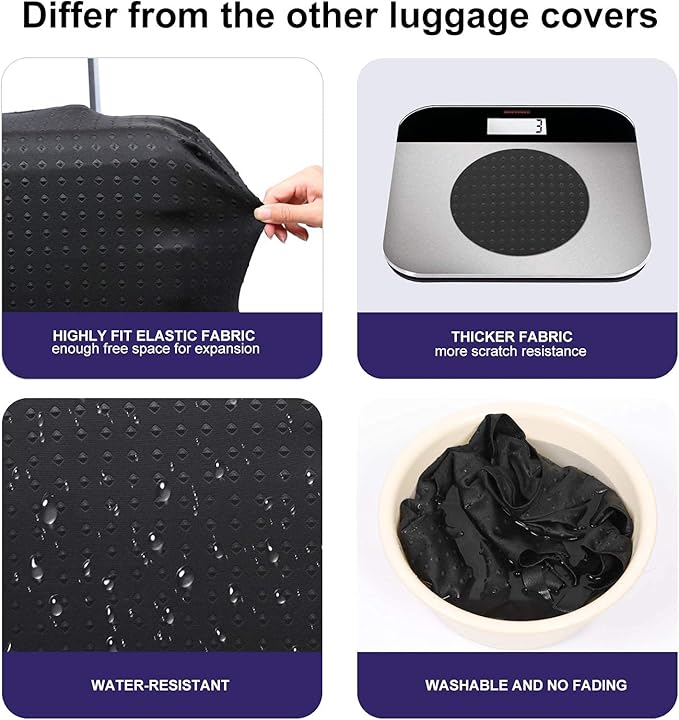 7-mi Travel Luggage Cover Protector, Washable Suitcase Protector Anti-scratch Spandex Baggage Covers Fits 19-21 Inch Luggage