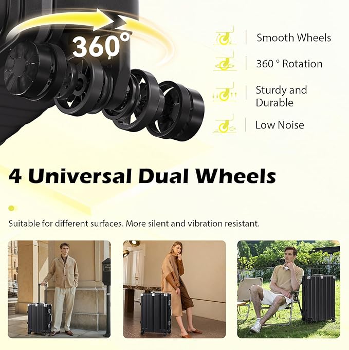 Krute Aluminum Frame Carry On Luggage 20 Inch Zipperless Luggages USB Charger Hardside PC Suitcase With Spinner Wheels Airline Approved Hard Shell Suitcases with TSA Lock (1 Piece)