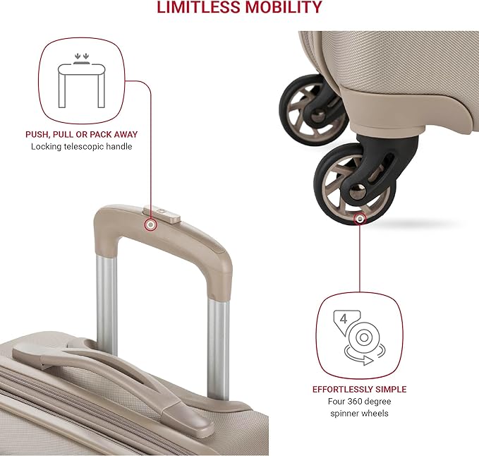 SwissGear 7366 Hardside Expandable Luggage with Spinner Wheels, Sand, Carry-On 19-Inch