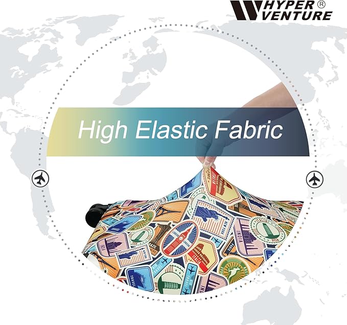 HYPER VENTURE Washable Luggage Cover - Fashion Suitcase Protector Fits 23-26 Inch Luggage (World Voyage, M)
