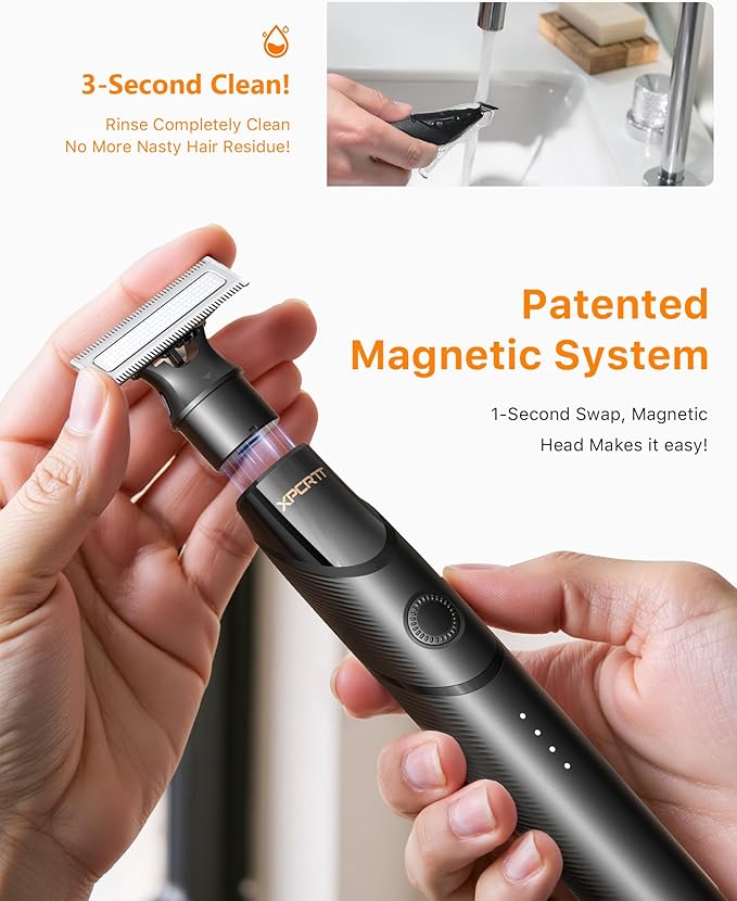 [2025 Upgraded] Beard & Nose Hair Trimmer Kit, [All-in-One] 12 in 1 Rotating Comb, Travel Body Hair Electric Shaver for Men, USB-C Fast Charging, Painless Razor Waterproof Wet/Dry, Black(Pack)