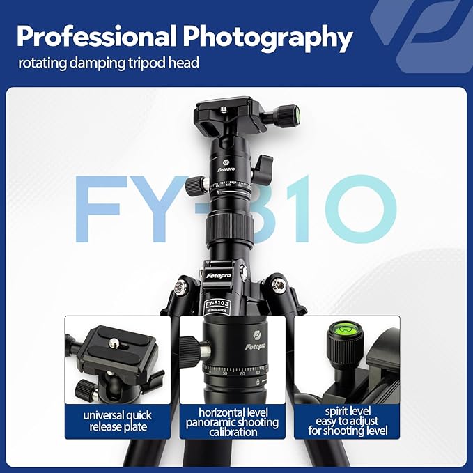 Fotopro Mini Tripod with Ball Head, Phone Mount Detachable Selfie Stick, Folded only 8.6", Max Load up to 6.6 lbs. FY-810 Orange