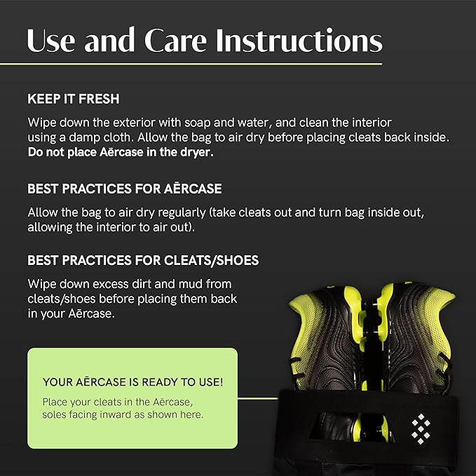 Salt Aērcase Smell Proof Cleat Bag – Regular Size - Athletic Soccer & Golf Shoe Bag for Smelly Cleats & Gym Shoes- Durable, Water-Resistant, & Easy to Clean