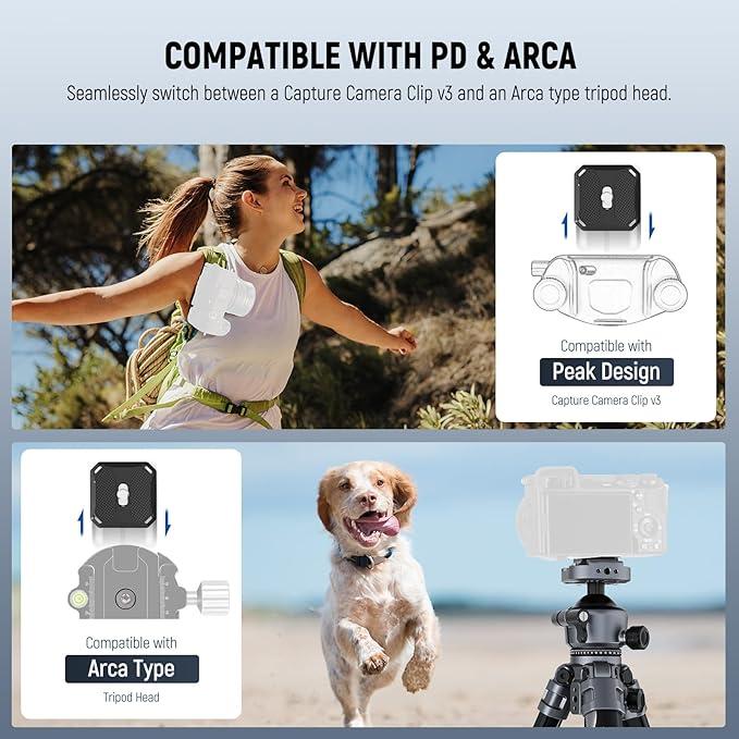 NEEWER LITETRIP LT07 61" Aluminum Travel Tripod for Camera w Pan Tilt Low Profile Ball Head, Arca QR Plate Compatible with Peak Design Tripod Plate V3, Dual Center Axis, Phone Holder, Max Load 22lb