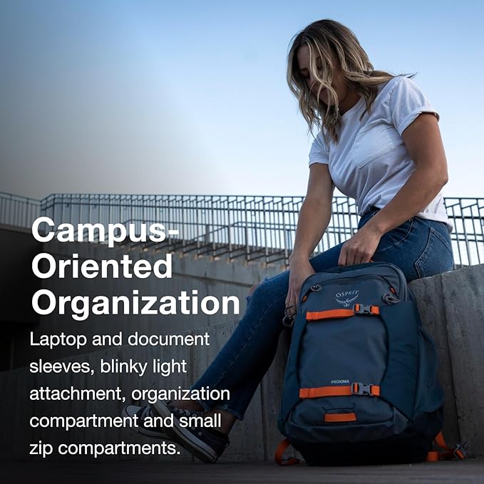 Osprey Proxima 30L Campus Laptop Backpack - Organized Everyday Pack with Tech Storage, Water Bottle Pockets, and Comfortable Carry - Perfect for School, Commute, and Travel, Kazuma Print/Toffee Orange