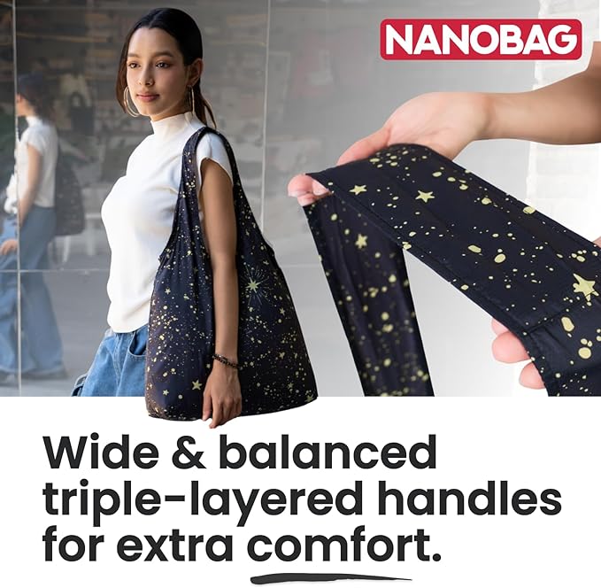Nanobag Ultra-Lightweight Foldable Tote for Women & Men, Reusable Grocery & Travel Bag, Packable Collapsible Compact Market Essential (Standard Porcelain)