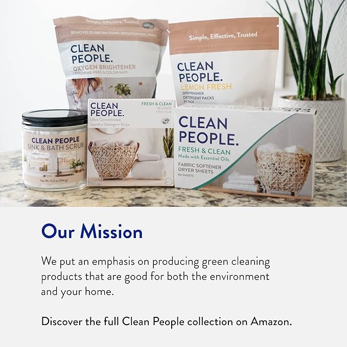 The Clean People Laundry Detergent Sheets - Laundry Soap - Ultra Concentrated, Recyclable Packaging, Stain Fighting - Sweet Petals & Vanilla, 32 Pack