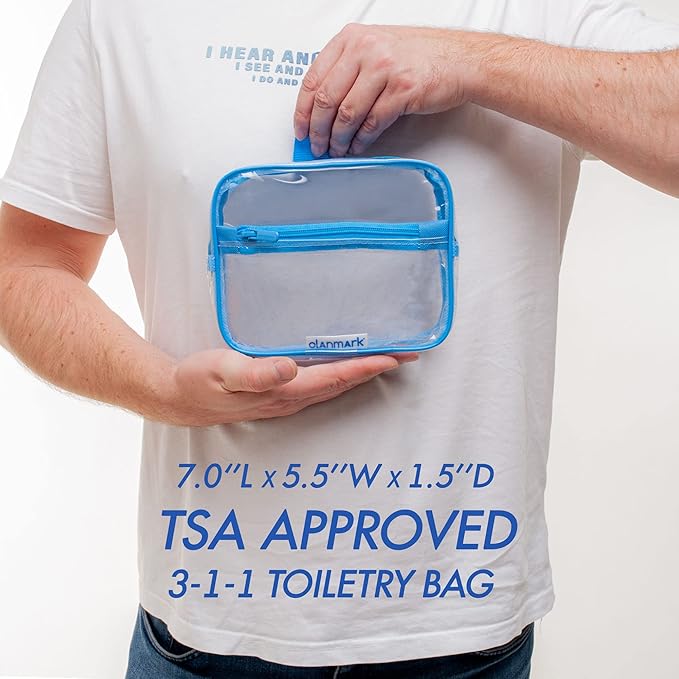 TSA Approved Toiletry Bag 3-1-1 Clear Travel Cosmetic Bag with Handle - Quart Size Bag with Zipper - Carry-on Luggage Clear Toiletry Bag for Liquids - Airport Airline TSA Compliant Color Pink