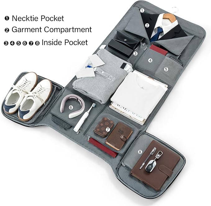 Hanke Carry on Garment Bags for Travel,Convertible Duffle Bag Luggage Bag Weekend Bag with Shoe Compartment,2 in 1 Hanging Suitcase Suit Bag for Men Women,Dark Grey
