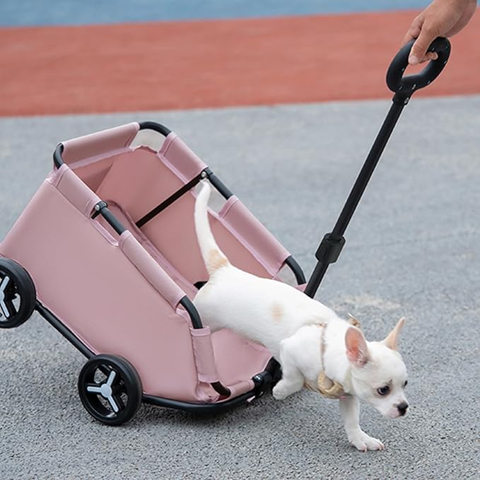 Dog Stroller 4 Wheels Folding Dog Cart Pet Stroller for Travelling Shopping Walking Playing for Small Dogs Cats (Plaid Green)