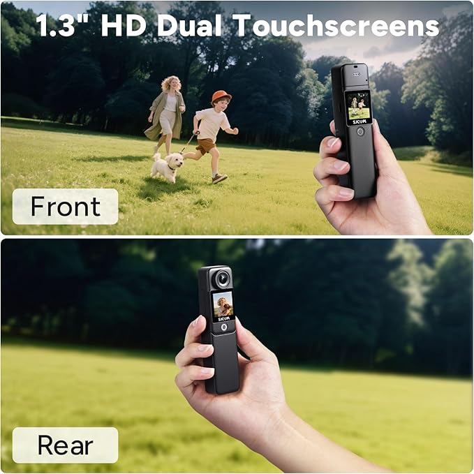 SJCAM C300 Pocket Action Camera 4K,7Hour Power, 6-Axis Stabilization, Dual-Touch Screen Body Camera,30M Waterproof,Vlogging and YouTube Live Streaming,with Accessories Kits,Black,Gifts with 64G Card