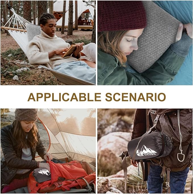 Ivellow Travel Pillow Compressible Camping Pillow for Sleeping Shredded Memory Foam Pillow Compact Firm Supportive for Adults Kids Outdoor Backpacking Hiking Essential Gear