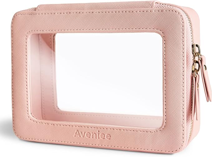 Aveniee Clear Makeup Bag Organizer,Large Travel Toiletry Bag for Women, Waterproof Cosmetic Pouch with Zippers,Car Organizers and Storage Case for Accessories,Pink