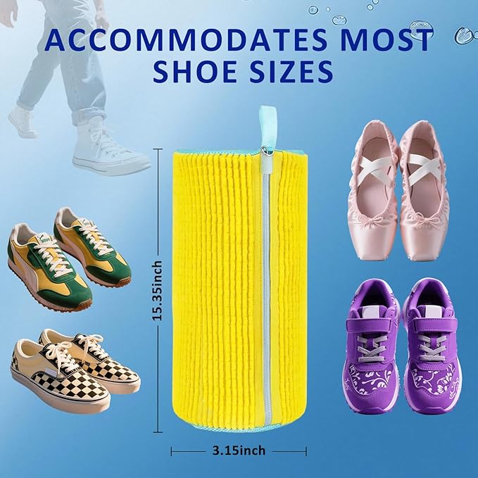 Shoe Washing Machine Bag Reusable Shoe Cleaning Bag for All Types Laundry Shoe Bag for Washer and Dryer (Yellow Gray)
