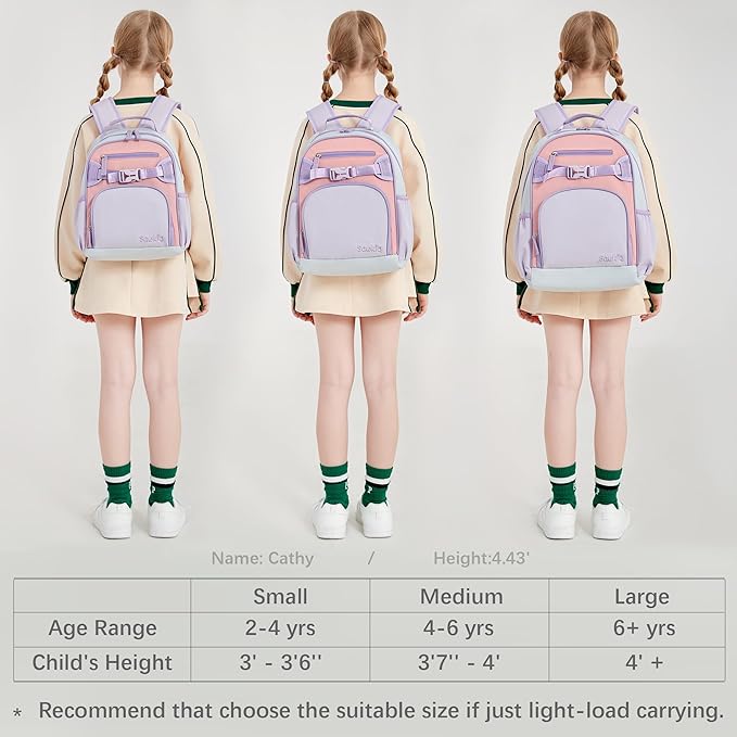 Lightweight Cute Kids Backpack for School Kindergarten Elementary Backpacks for Gilrs ages 6-8-10 (Purple Pink)
