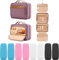 Travel Hanging Toiletry Bag for Women and Men, with 8 Leak Proofing Silicone Bottle Covers, Waterproof Makeup Accessories, Cosmetic Essentials, Toiletries Dopp Kit Set with Jewelry Organizer, Purple