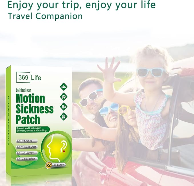 Motion Sickness Patches for Car and Boat Rides, Ships, Cruise and Airplane & Other Forms of Transport - Travel Essentials, for Adults and Kids (48 Count)