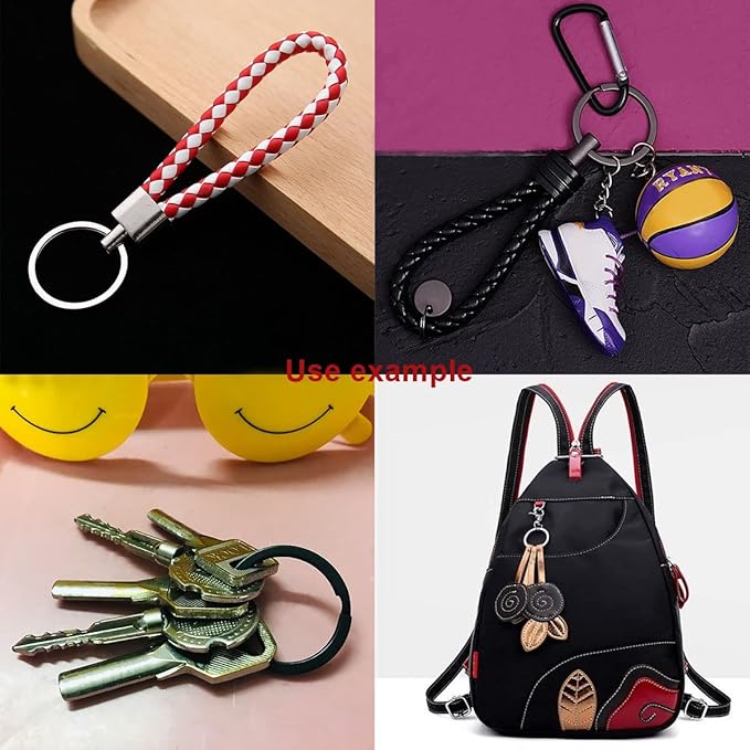 40 Pack Key Ring Keychain Mix 4 Sizes Silver Metal Flat Split Key Chains Rings for Home Car Dog Tag Office Lanyards Keys Attachment