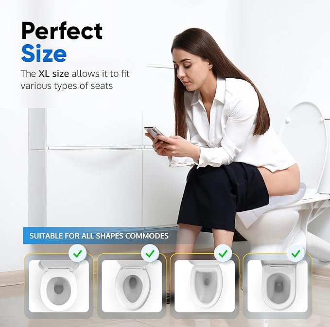 Toilet Seat Covers Disposable Flushable Travel Pack of 100 XL-Disposable Toilet Seat Covers-Biodegradable Paper-Kids Men Women Adults Toiletries-Airplane Camping Travel Essentials Accessories