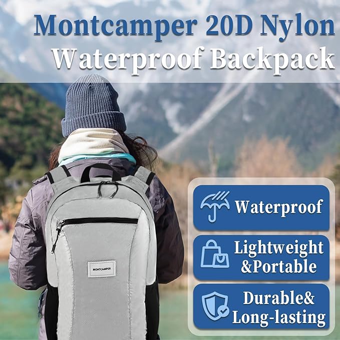 Hiking Daypack - Lightweight & Water-Resistant Portable Backpack for Travel, Camping, Outdoor Adventures(25L, grey)