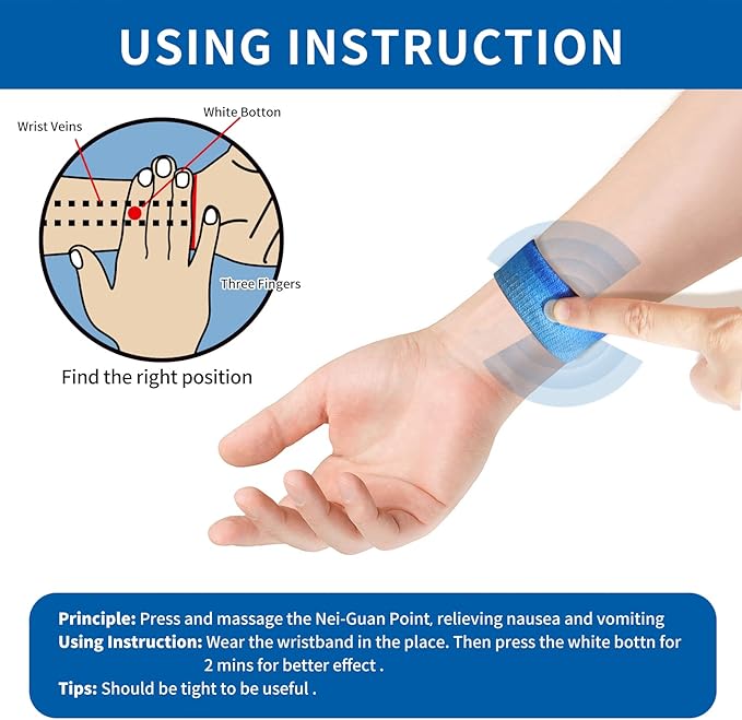 Motion Sickness bands/Acupressure Nausea Wristband For Nausea,Sea Sickness Wristbands for Natural Relief of Morning Sickness,Dizziness,Anxiety, Motion Sickness(Car, Sea, Flying Travel Sickness)