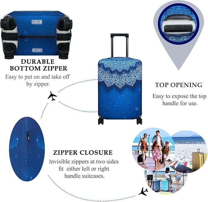 Explore Land Travel Luggage Cover Suitcase Protector Fits 18-22 Inch Case (Blue Violets, S)