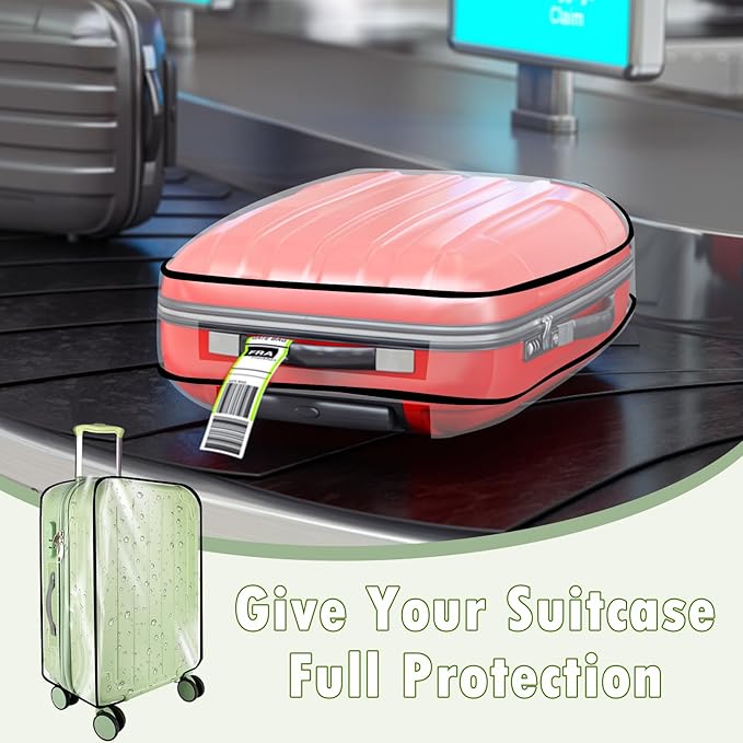 3 Pieces Thicken Clear Luggage Cover Protector, 20" 24" 28" PVC Luggage Covers for Suitcase Waterproof Dustproof Anti-scratch Travel Suitcase Covers Case for Wheeled Luggage