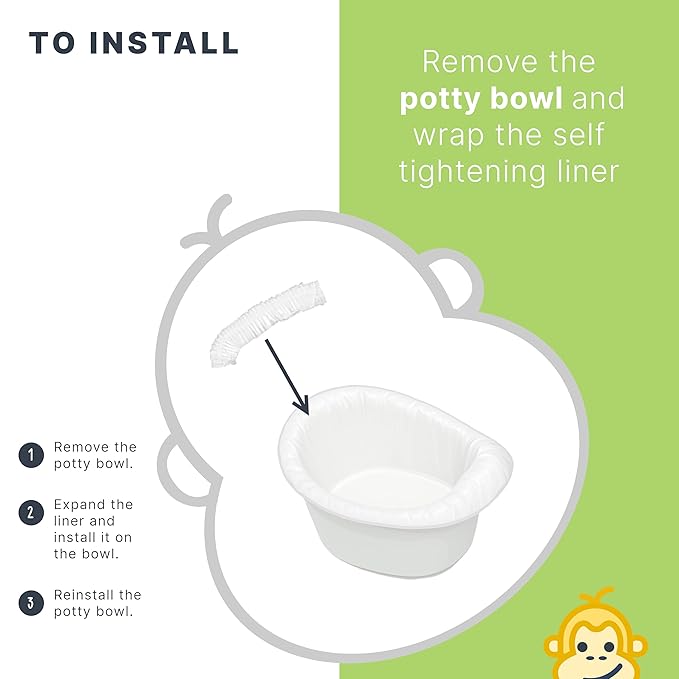 Potty Liners Compatible with Summer Infant My Potty Pro - 30 Count - Strong, Leak-Proof, Baby-Safe, Perfect Fit - Clever Baboon