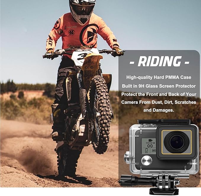 Compatible for Go Pro Hero 4/3+/3 Black Silver Waterproof Housing Case 45M/147FT Protective Underwater Diving Case Shell with Cameras Handle Mount Accessories Kit