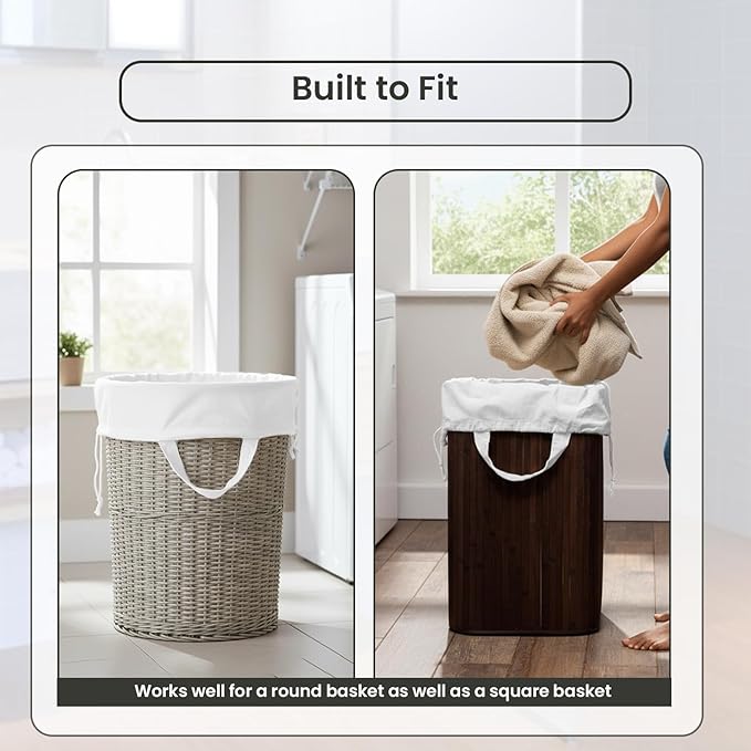 LFH Home Cotton Canvas Large Laundry Bag with Handle, Heavy Duty Drawstring Closure Washable Laundry Bags, School Travel, Home, Hotel, College Dorm, Organizer Sack, Toy Clothes 28x36 (Pack of 2)-White