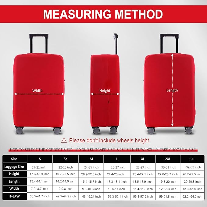 Travel Luggage Cover Suitcase Protector Scratch-Resistant Fit 19-31 Inch Suitcase, Not Included Suitcase (Red, L(26-27 inch))