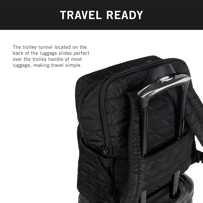 Kenneth Cole REACTION Emma Women's Backpack 15" Laptop Bag for Work, High School, College, Travel, Black Diamond