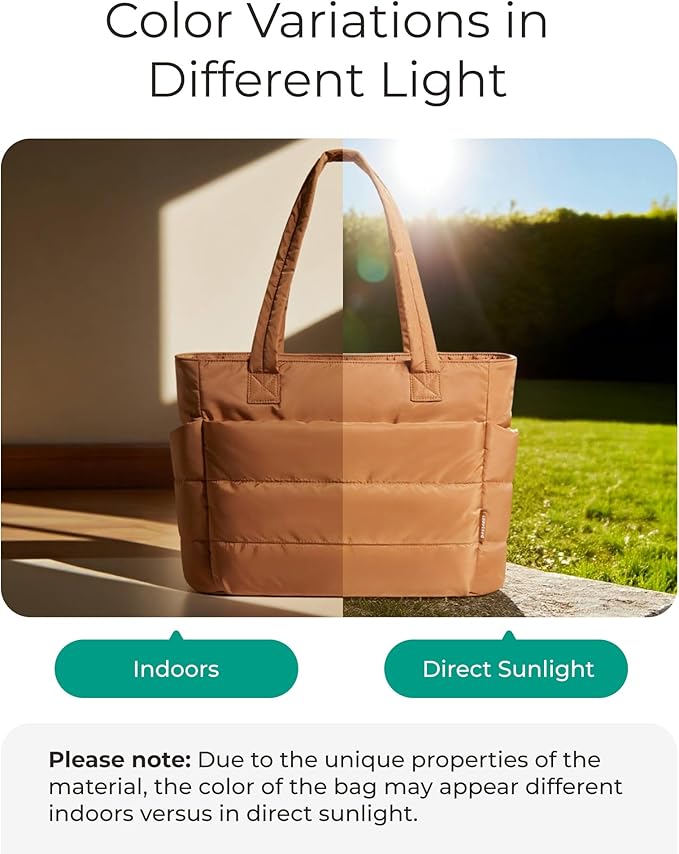BAGSMART Tote Bag for Women, Lightweight Puffy Tote Bag with Compartments Shoulder Bag Handbag for Travel, Work, Gym,